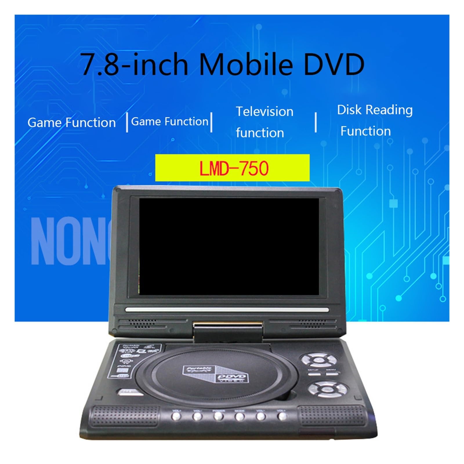 Mini lecteur DVD 7,8 pouces disque CD multimédia écran de rotation de 270 degrés avec télécommande de voyage