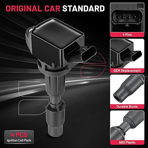 Miniatura 2 de BDFHYK Paquete de Bobinas de Encendido UF764 Juego de 4 Compatible con Genesis G70 G80 G90 Santa Fe Sonata Tucson Veloster N, Compatible con Kia