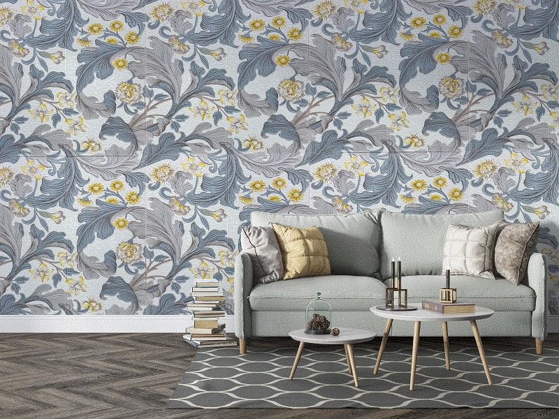 Image of CVD 3D PE Foam Self-Adhesive Wall Stickers | Grey Gold Flower Wallpaper for Home, Hotel, Living Room, Bedroom & Cafe | DIY Decorative Panel (70 x 70 cm, Approx. 5.8 Sq. Feet, 1 Piece)