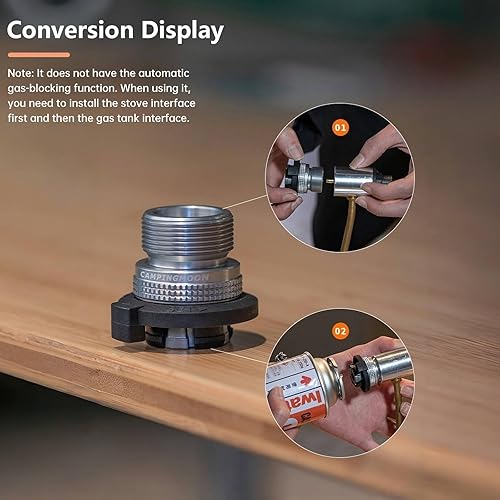 Miniatura 3 de Campingmoon - Convertidor de adaptador de butano a propano de 8 onzas, tipo boquilla, recipiente de butano a dispositivos de propano de 1 libra,