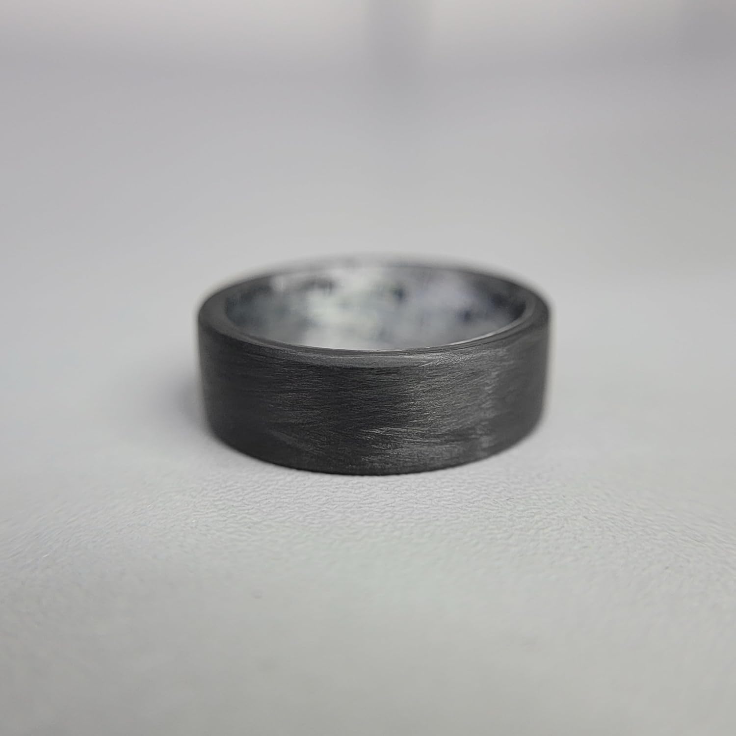 Carbon Fiber Ring with Texalium Interior, Matte Finish, Durable, Scratch Resistant, Waterproof, Sizes 4-16, Custom Band Widths, Made in USA