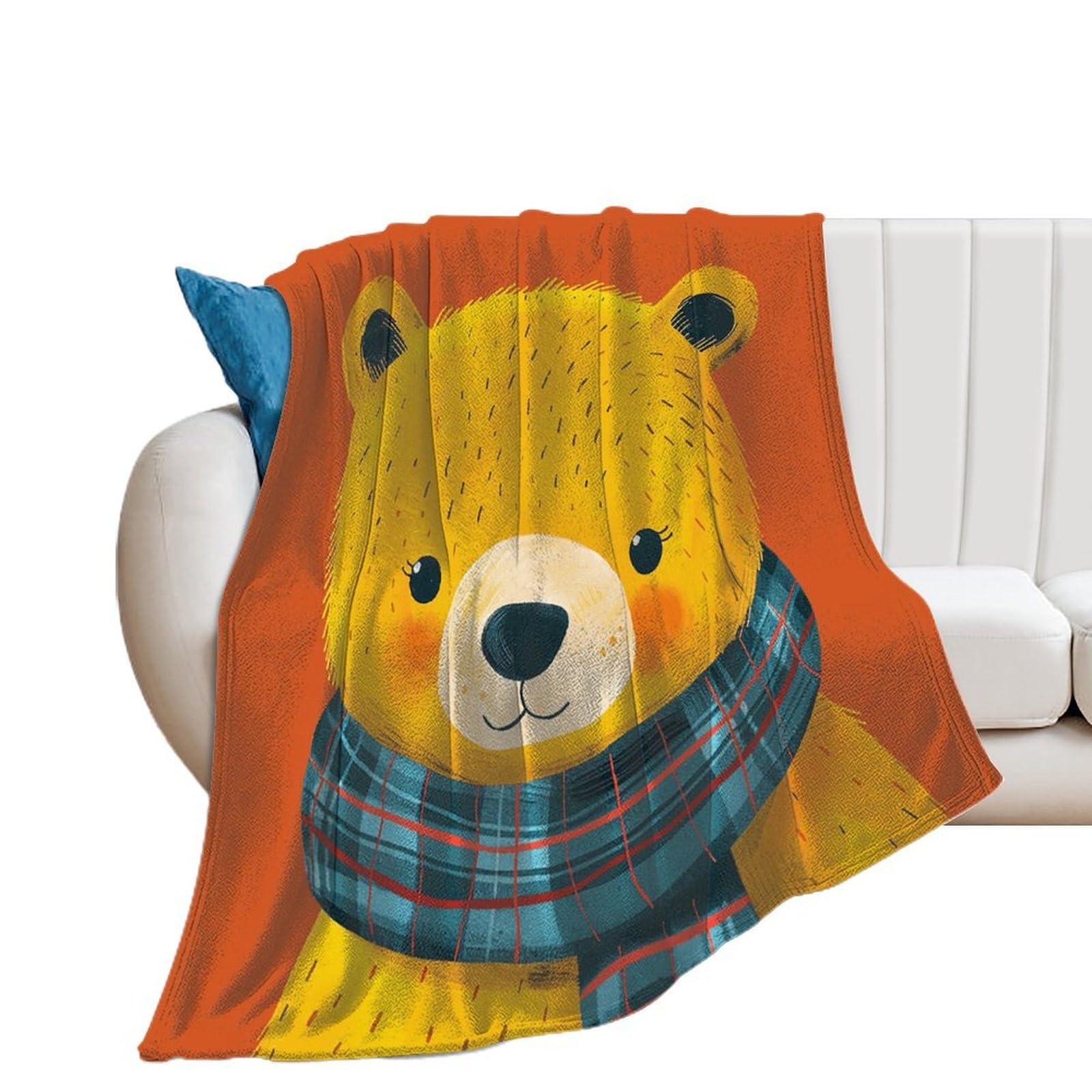 Couverture douce bleue 127x101 cm plaid chaud pour canapé et lit