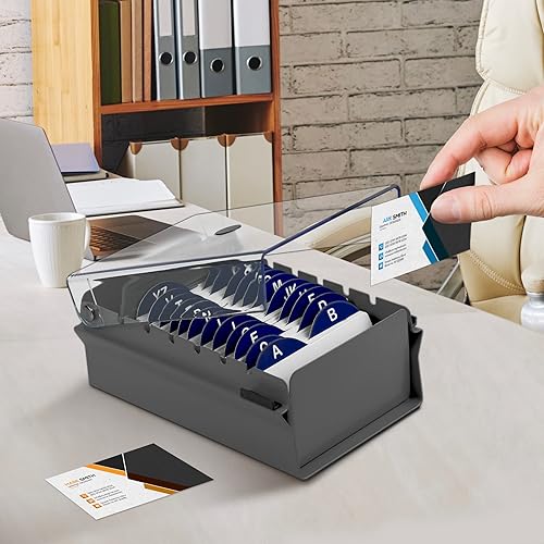 Miniatura 4 de Acrimet Organizador de archivos de tamaño para tarjetas de visita de índice, base de metal resistente (tarjetas de índice AZ y divisor incluidos)