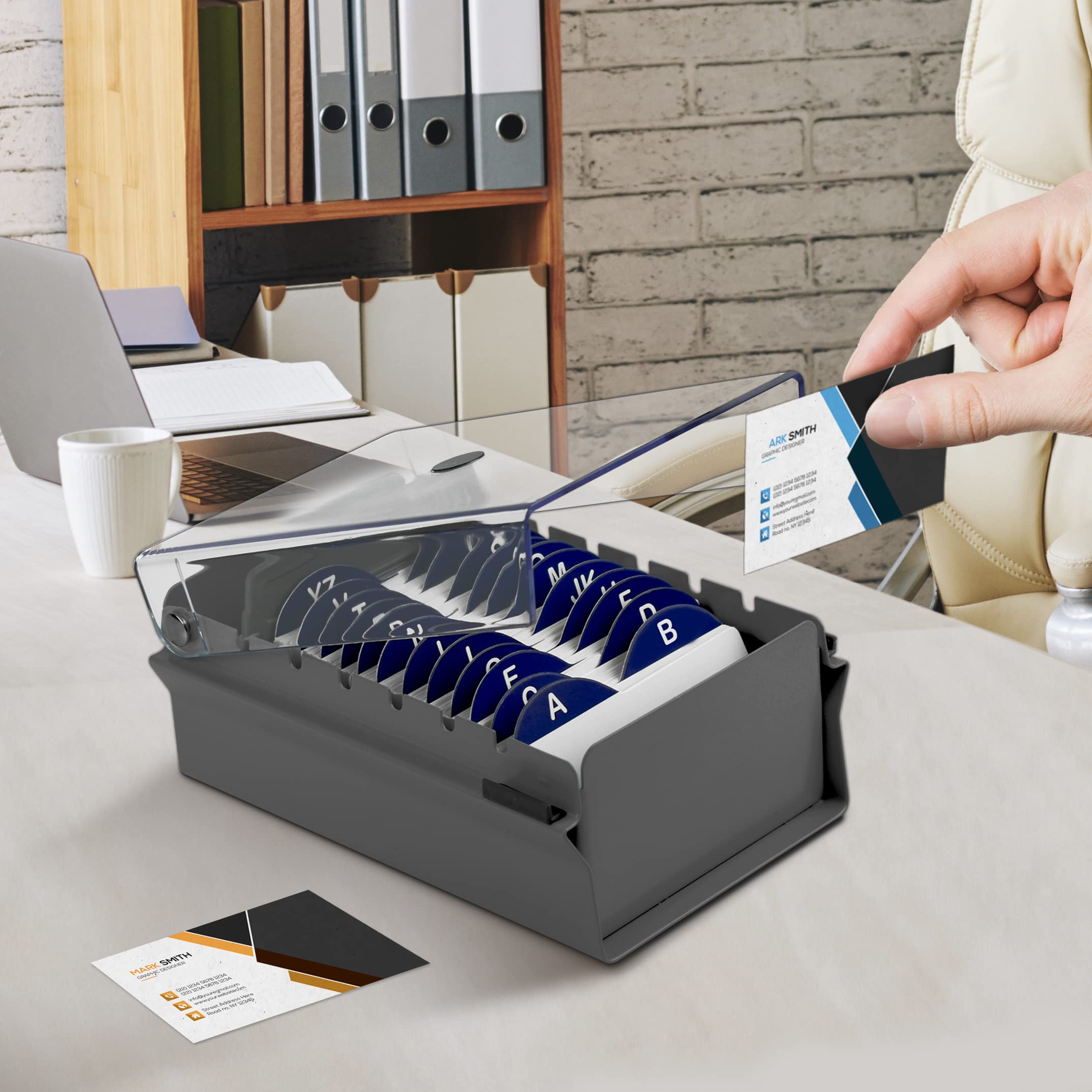 Image secondaire de Boîte à Fiches Acrimet en Métal et Plastique Transparent - Porte-Cartes de Visite Pratique