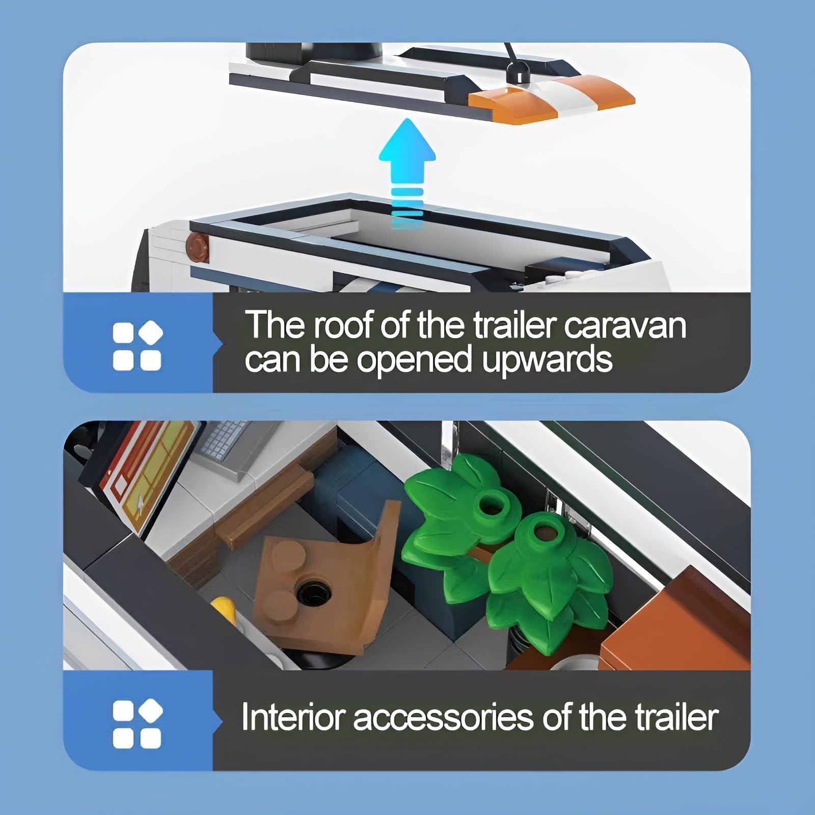 Juego de construcción 2 en 1 de coche deportivo y caravana, bloques de construcción de remolque, modelo de vehículo de camping para adultos, coches de carreras urbanos, bloques de sujeción