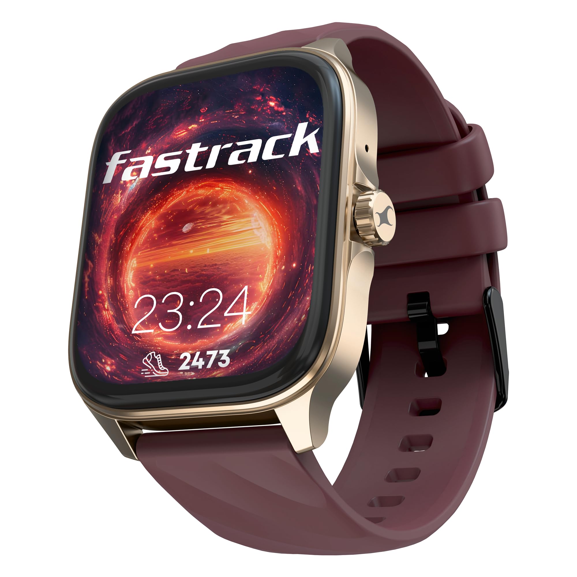 Fastrack Astor FS1 Pro Smart Watch, 1.97" AMOLED Display, Bluetooth Calling, 100+ Sports Modes, SpO2 & Heart Rate Monitoring, Women's Health, IP68, Up to 5 Days Battery, Functional Crown (Wine Red)