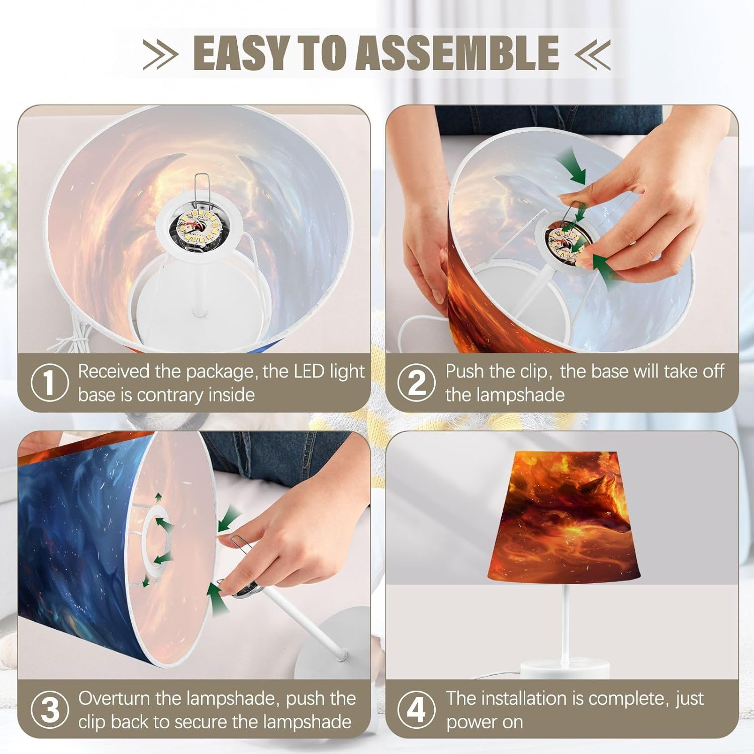 ALAZA Wolf Starry Sky Space Decor Bedside Table Lamp with USB Port 3 Color Temperatures LED Desk Lamp for Bedroom Office M