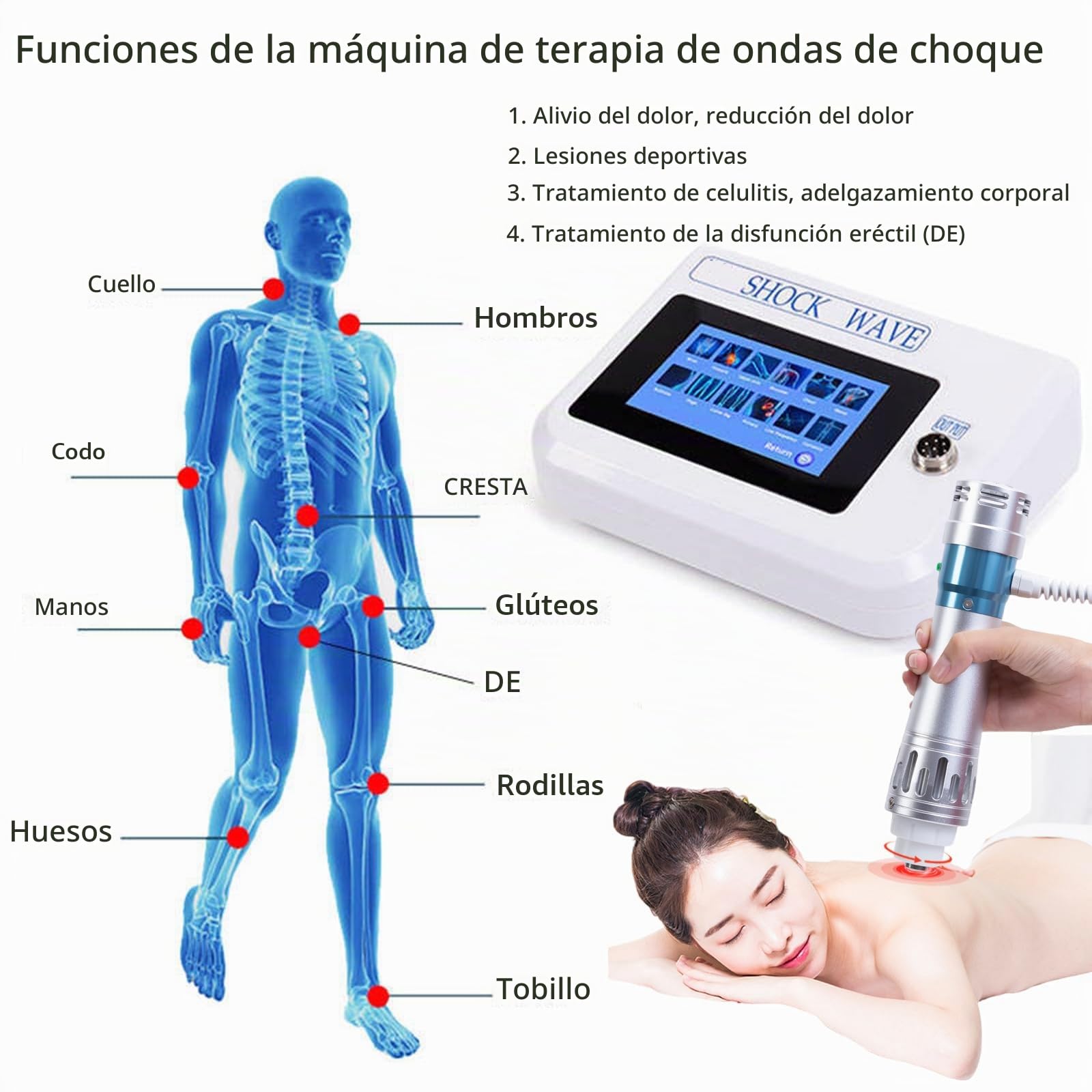 Máquina de Ondas de Choque para Terapia Portátil, Dispositivo de Fisioterapia para Disfunción Eréctil y Relajación Muscular