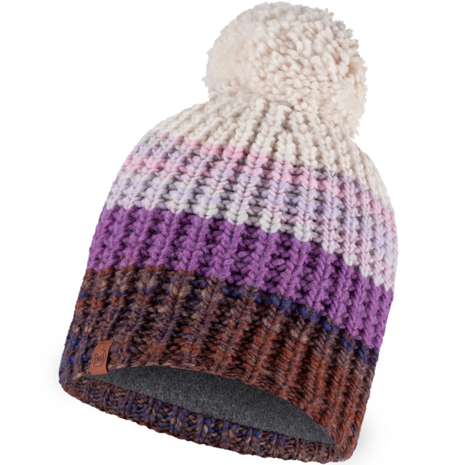 Buff Knitted and Polar Fleece Beanie ~ Alina Purple