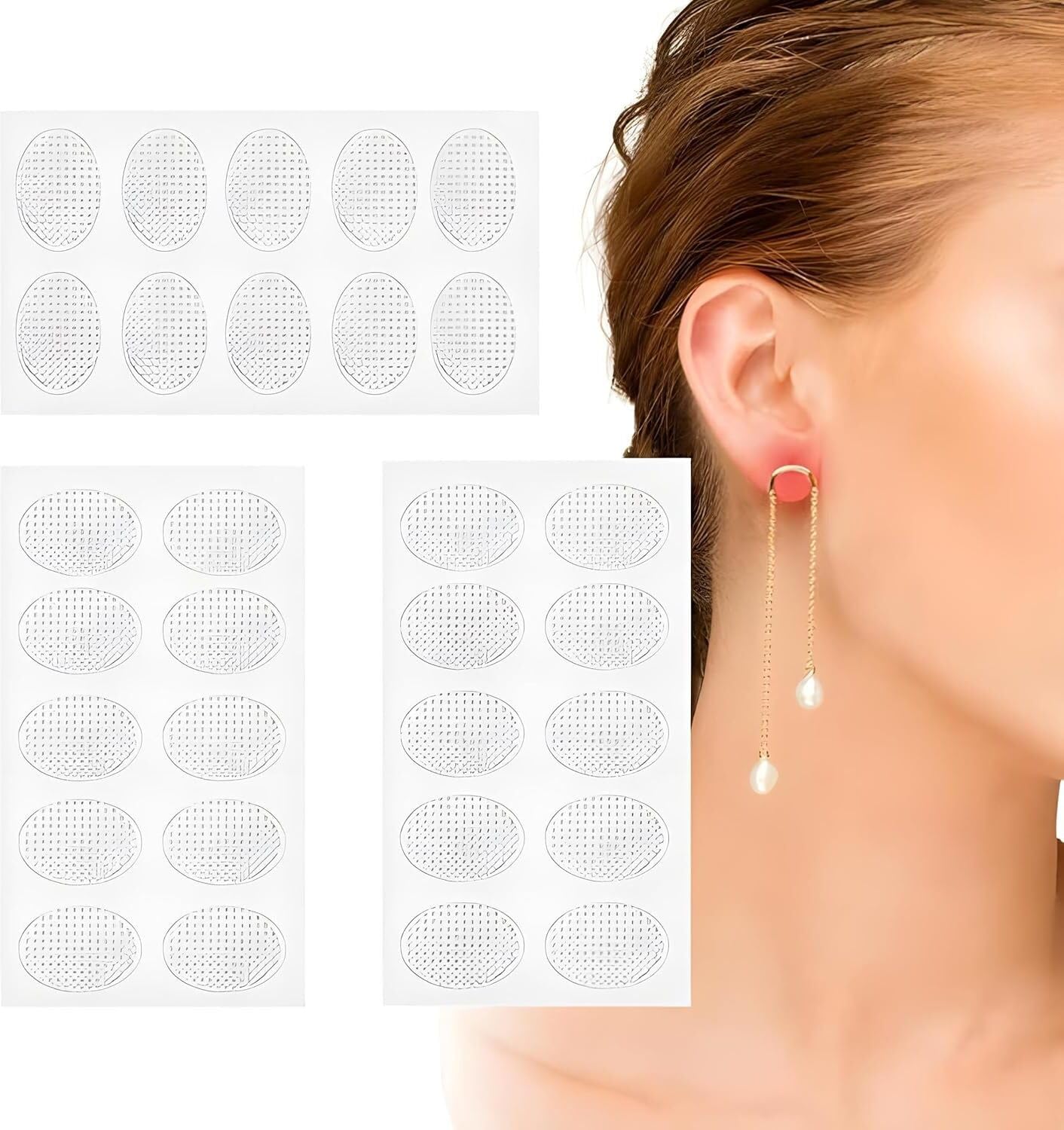 ESZAZX Invisible Ear Lobe Support for Earrings Earlobe Tapes and Stickers Earring Supporter for Heavy Earrings Support Patches Girls & Women (Pack of 30)-image-43