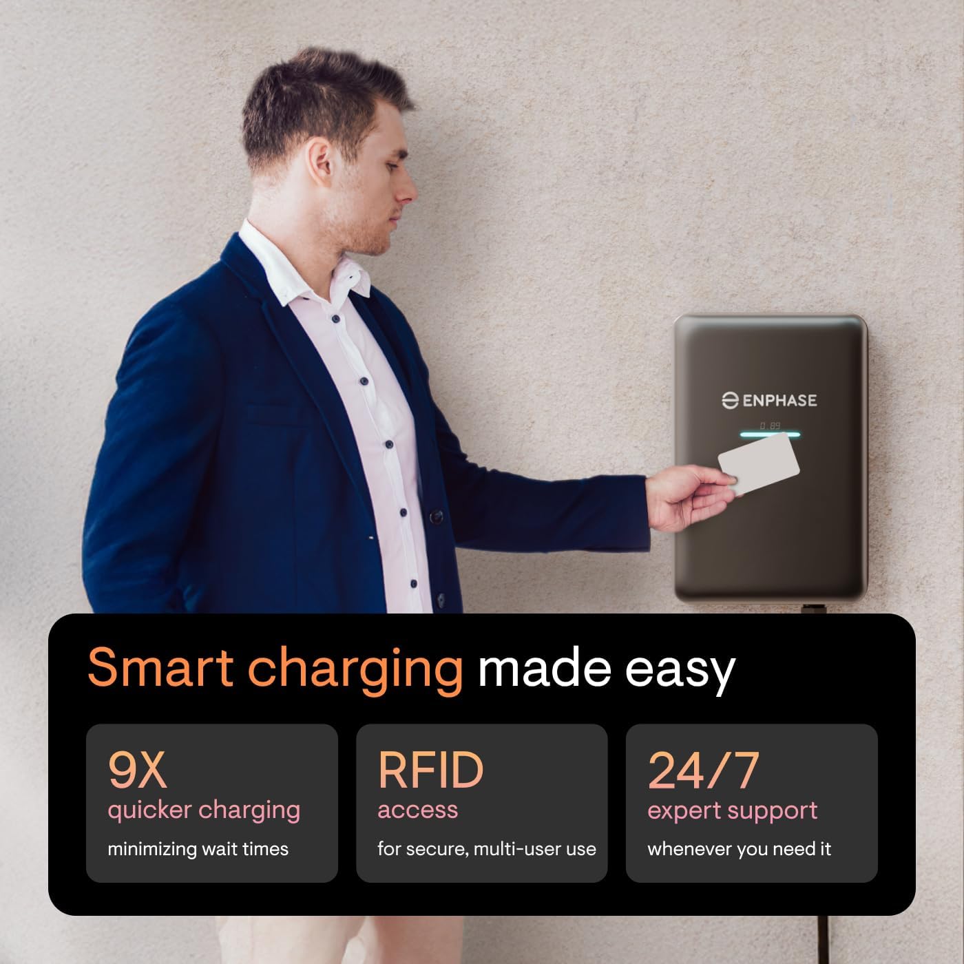 Enphase IQ EV Charger 2 | 48A Smart Level 2 Charger (up to 11.5 kW, 240 V) | Wi-Fi + Bluetooth | Hardwired | UL Certified | 25 ft Cable | NACS | Indoor/Outdoor