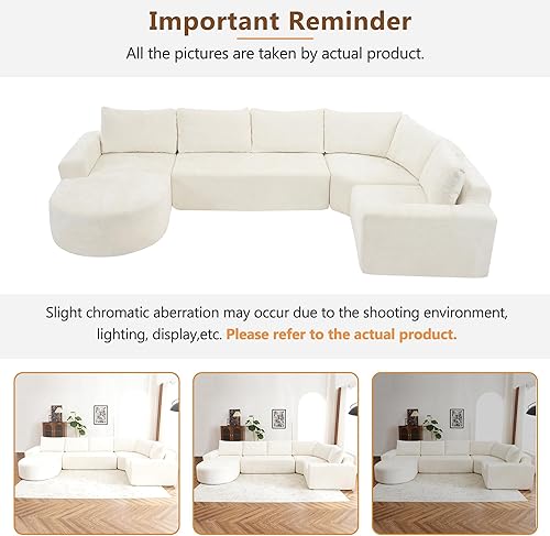 Miniatura 6 de Sofá Seccional Modular Extragrande de 139", Sofá en Forma de U con Asiento Profundo, Sofás Tapizados Modernos, Cómodo Sofá Esquinero de 5 Asientos