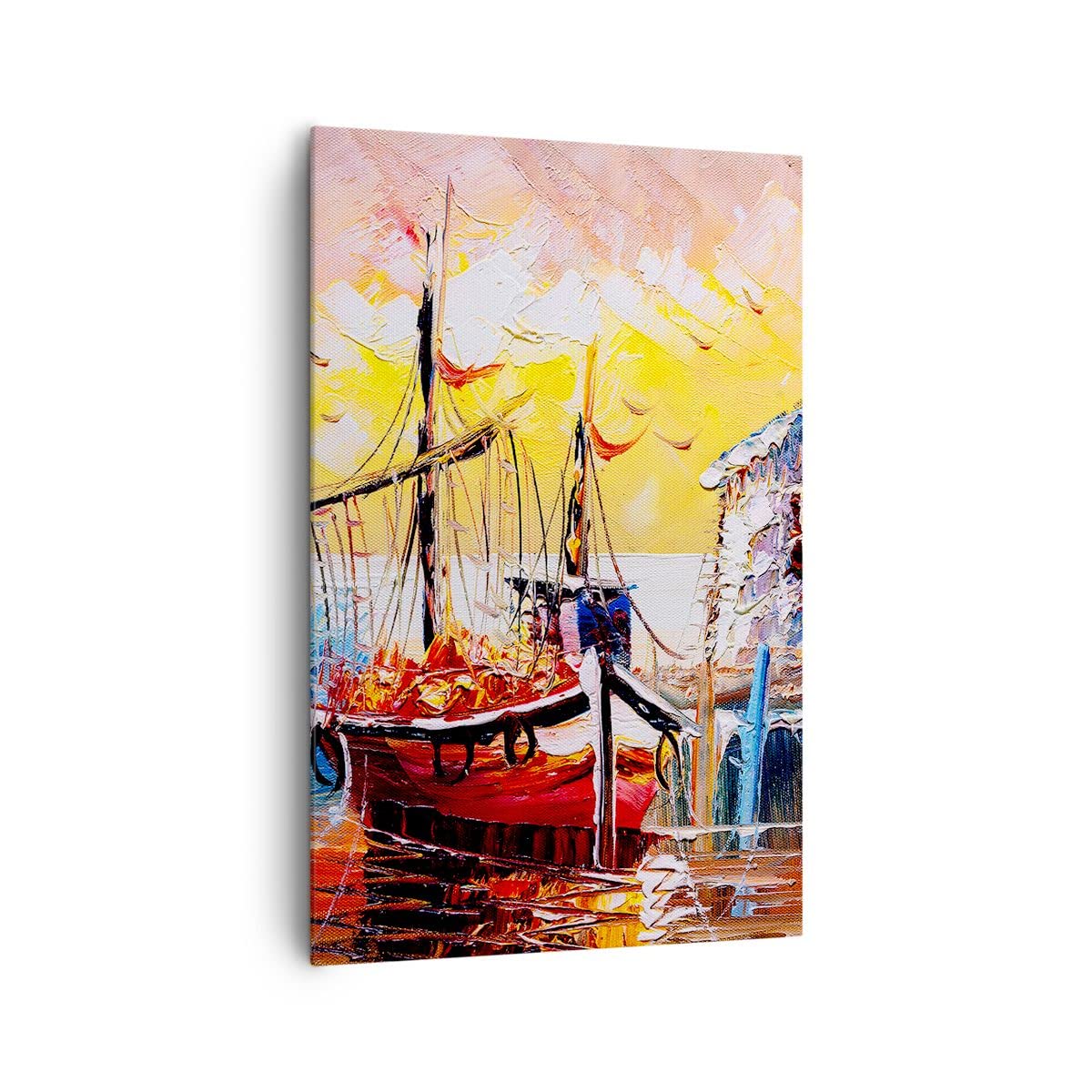 ARTTOR Quadri Moderni su Tela 80x120 cm Verticale Marino Paesaggi - 3435 | Barca Vela Mare Quadro Decorativo Grande Soggiorno Camera da Letto Decorazione da Parete Arte da Parete ARTTOR
