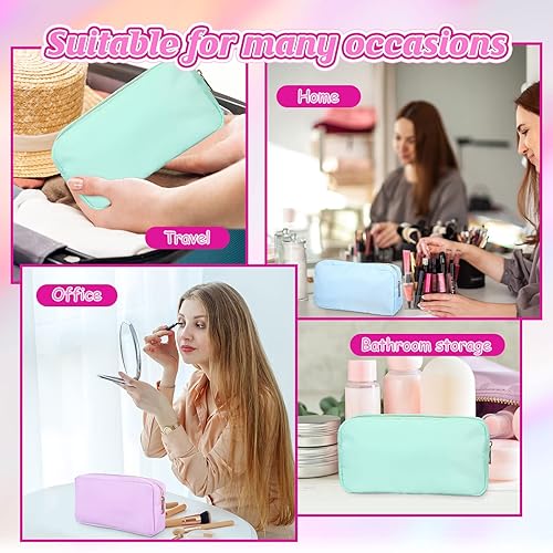 Miniatura 4 de Sweetude 6 bolsas de maquillaje de nailon para viaje, bolsa de nailon con cremallera, bolsa de cosméticos para mujeres, niñas, organizador de