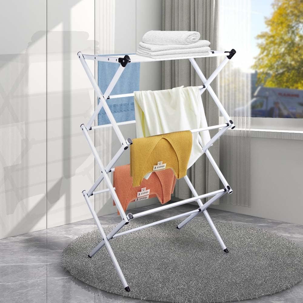 Kzan 3 Tier Clothes Airer Dryer Laundry Horse Drying Rack Indoor ...