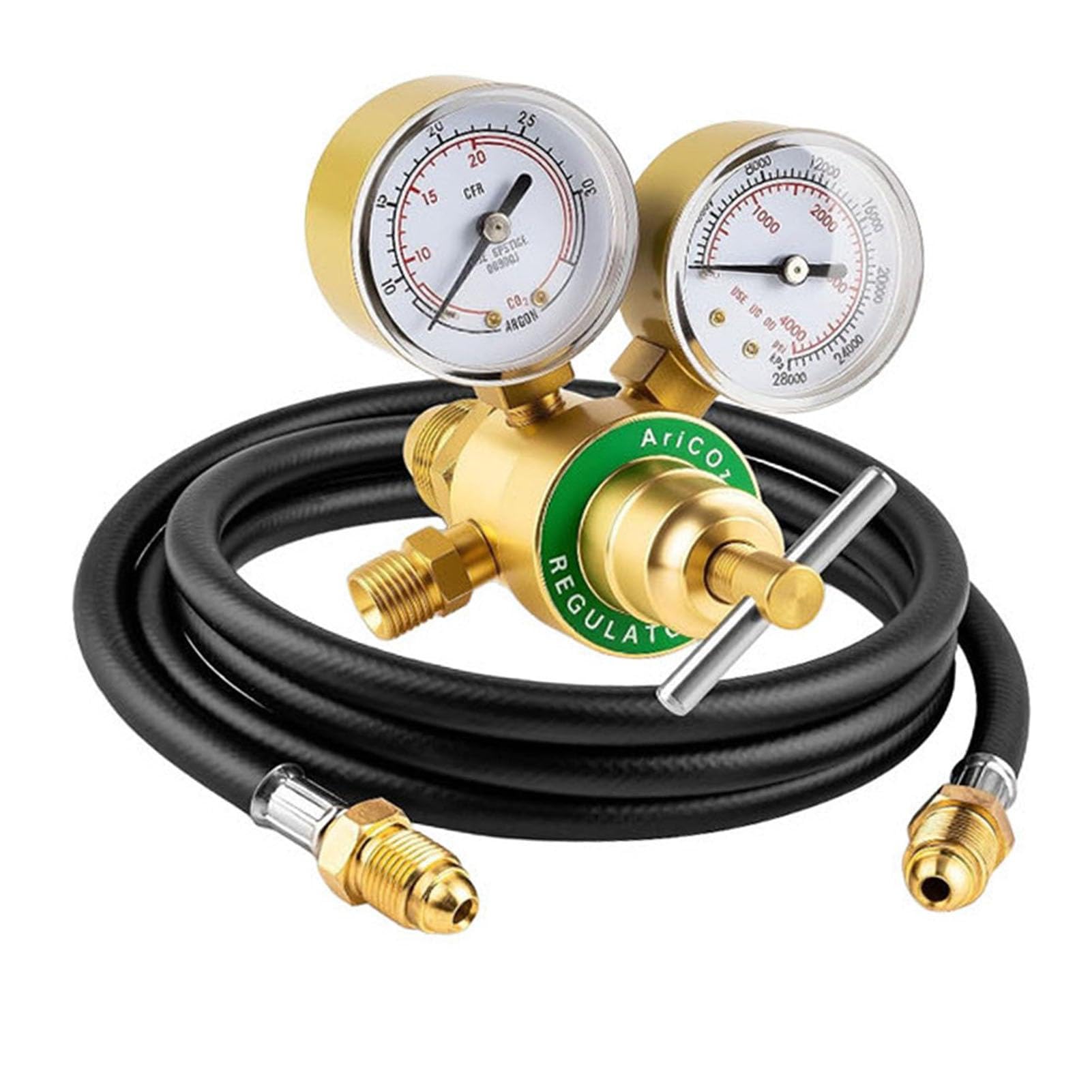 Hyuduo Reduktor Argonu CO2, Podwójny Manometr z Mosiądzu z Ciśnieniem Wejściowym od 0 do 4000 PSI do Spawania TIG MIG, Zawiera wąż o Długości 6,6 Stopy i Akcesoria