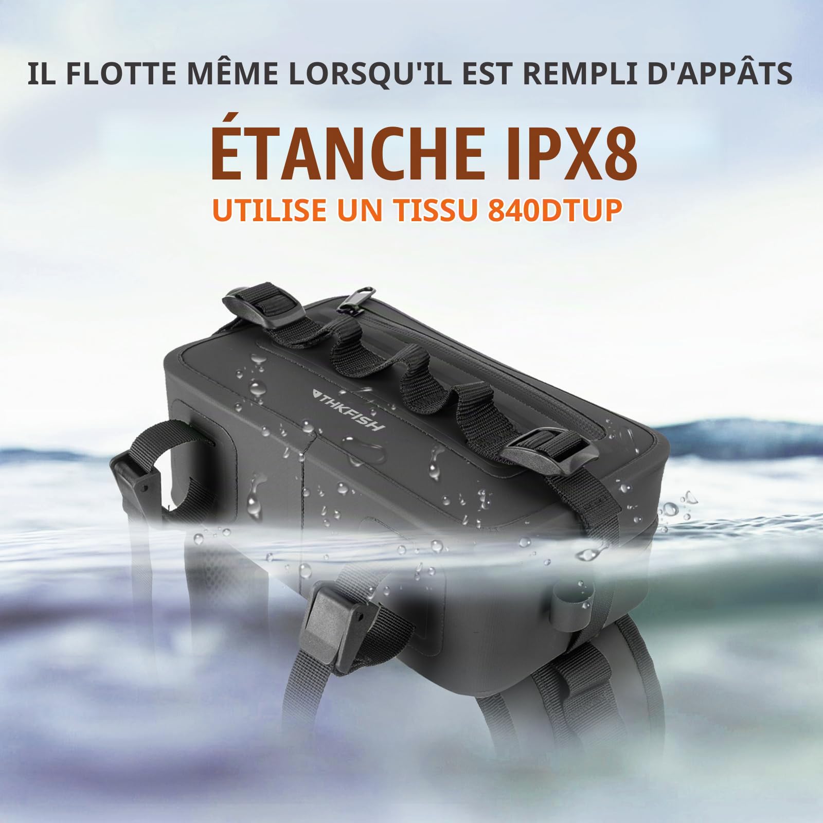 THKFISH Sac de pêche étanche IPX8, avec Fermeture éclair hermétique pour la Course, Le Sport en Plein air, l'entraînement