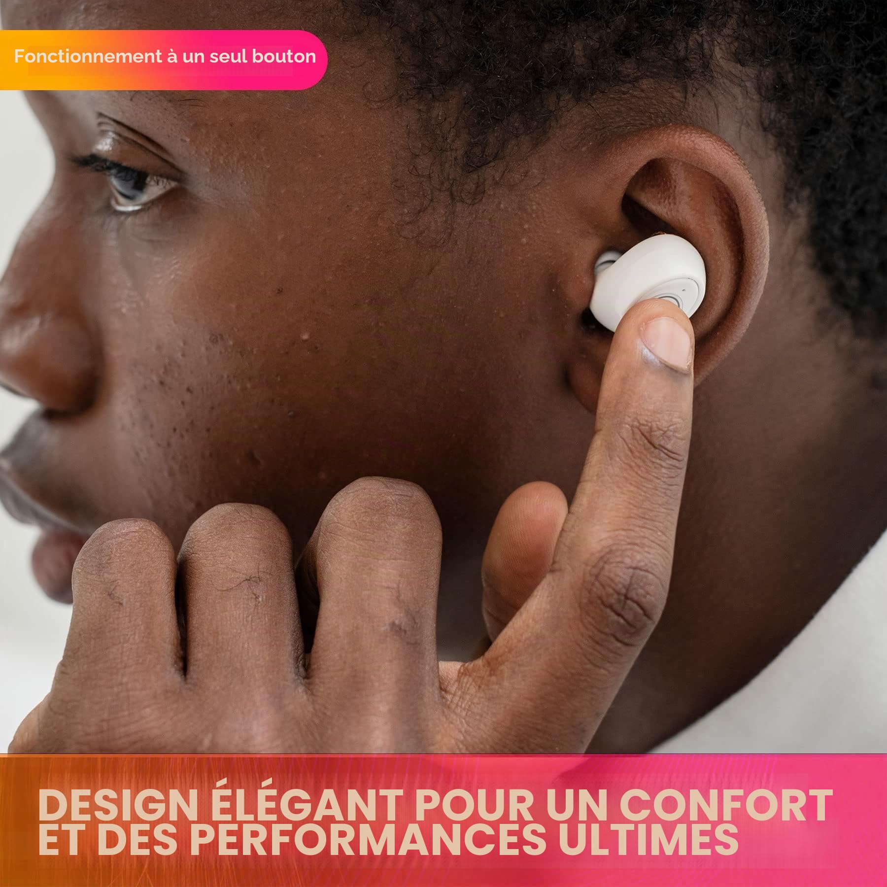 MEDca Appareil personnel numérique nouvelle génération intra-auriculaire avec réduction du bruit - Ensemble de 2 pièces rechargeables ITE, étui de chargement portable, blanc