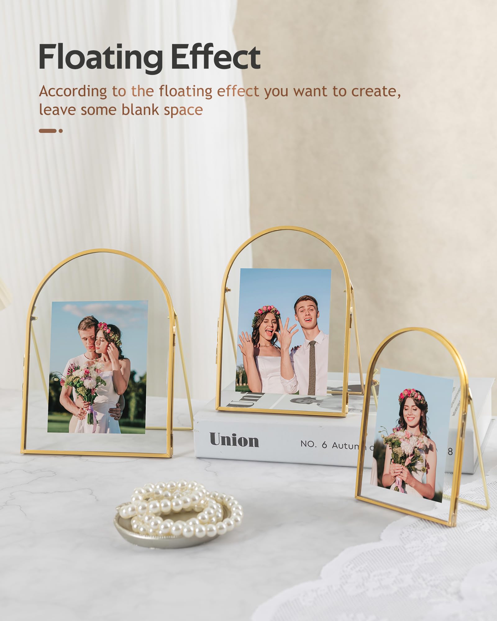 Amazon.co.jp: Jajamy ゴールドフローティング写真フレーム、4x6、5x7