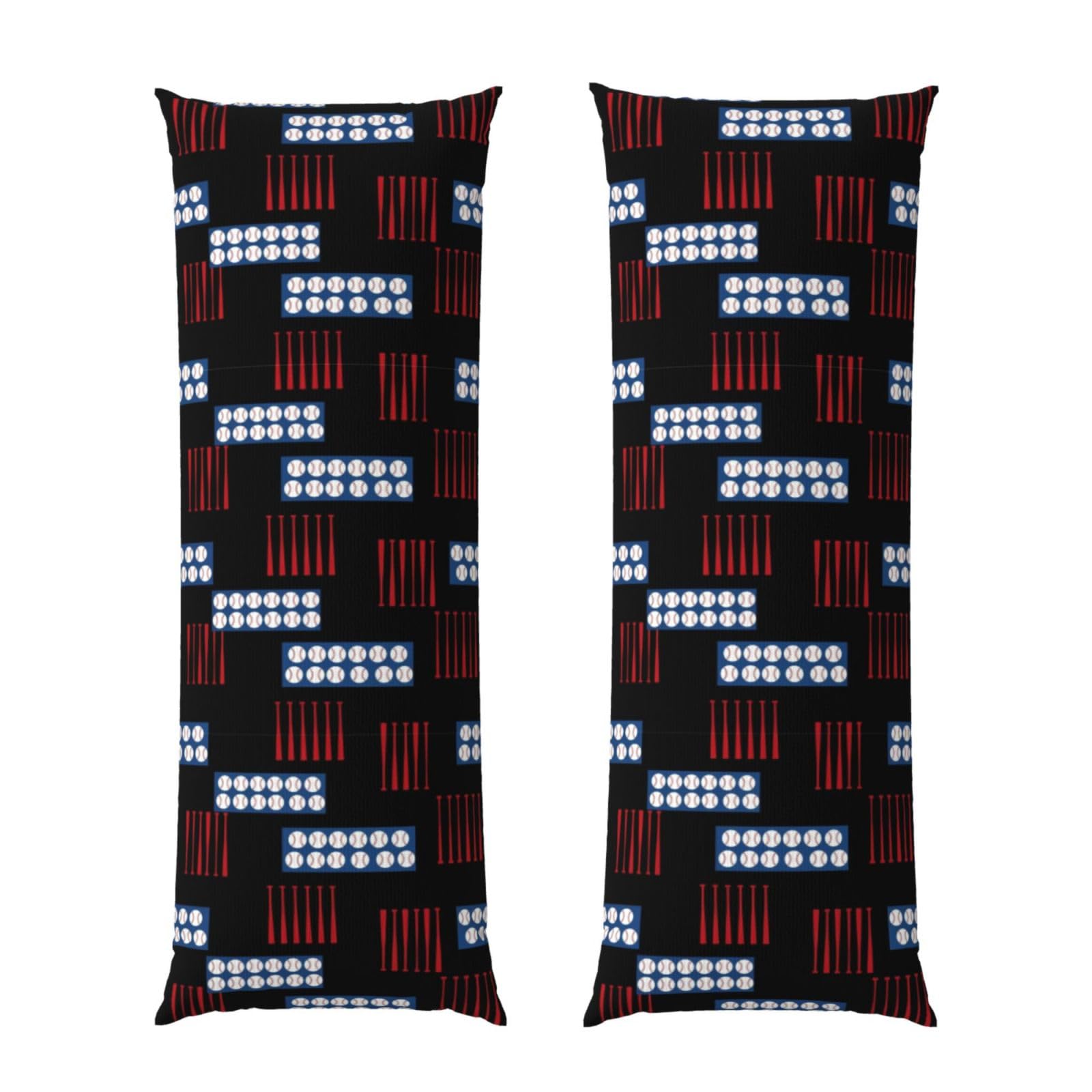Body Pillow Case 20x60 Baseball Bats Balls Black American Flag, Zippered Cozy Pillow Cover, Soft Plush Cushion Protector, Machine Washable for Bed Sofa Couch