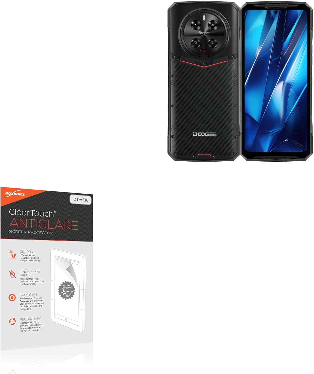 BoxWave Screen Protector Compatible with Doogee DK10 - ClearTouch Anti-Glare (2-Pack), Anti-Fingerprint Matte Film Skin
