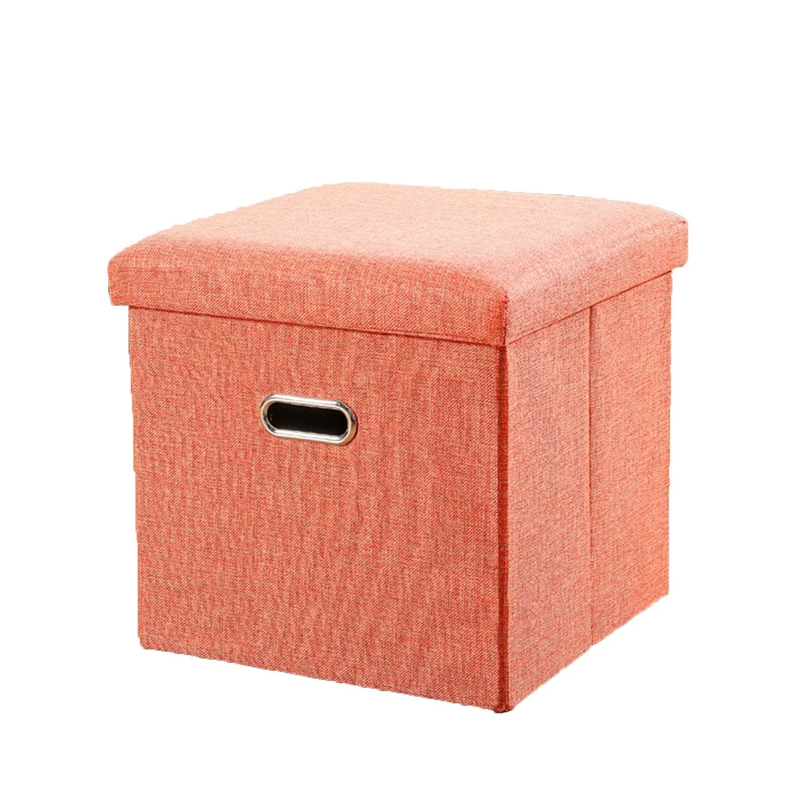 Tabouret de rangement cube orange contre le désordre et siège pliant