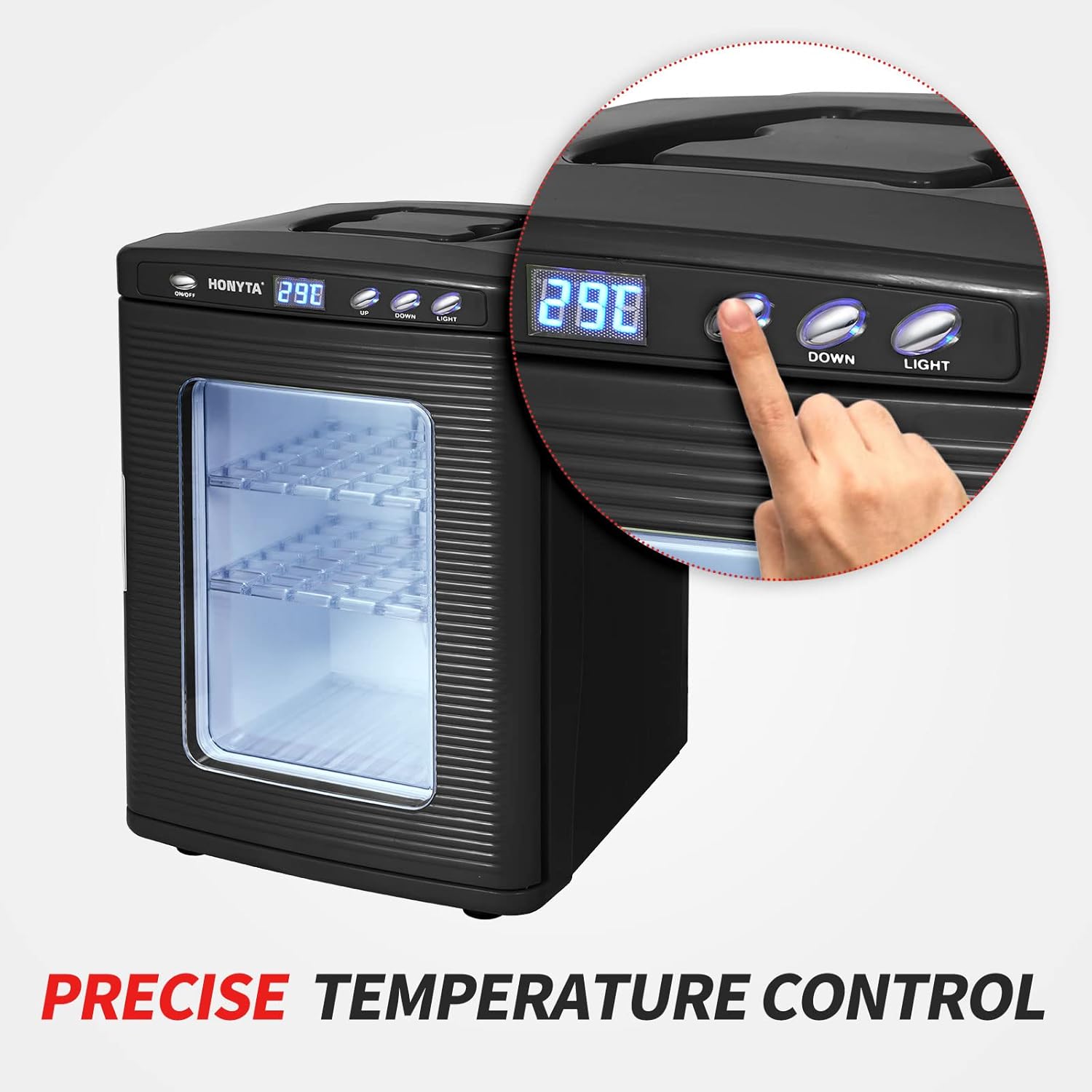 RYFT Incubators for Hatching Eggs, 25L Portable Reptile Scientific Lab Incubator with 5°C-60°C, 12V/110V Heating and Cooling for Small Reptiles (Black)