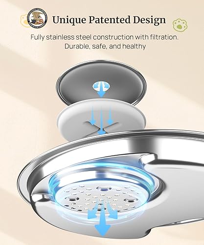 Miniatura 2 de Fuente de agua para perros grandes, dispensador automático de agua para perros de acero inoxidable 2025, 3 modos de trabajo, fuente de agua