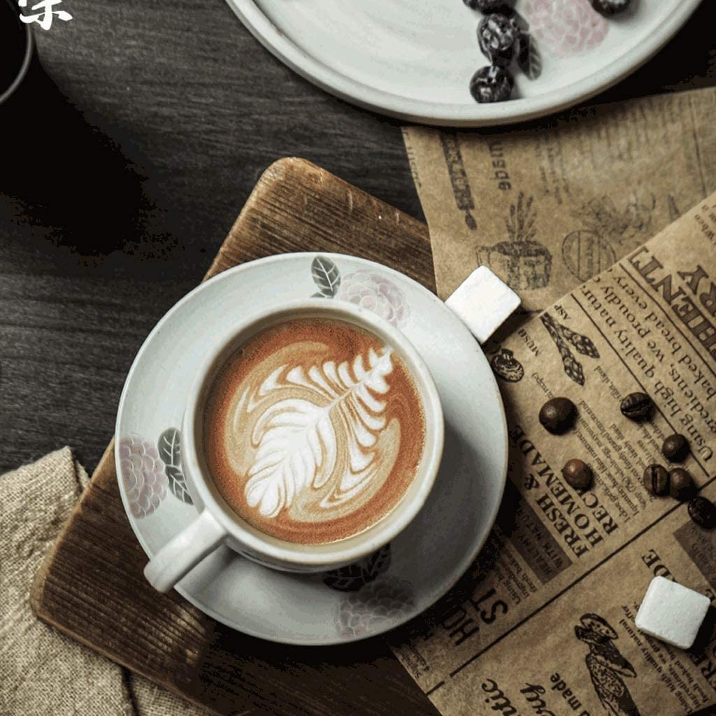Tasse Kaffeebecher Handgeschnitztes Kaffeetassen- Und Untertassen-Set 210 Ml, Wiederverwendbare Kaffeetasse Für Kaffee, Milch, Saft, Tee Teetasse Kaffeetassen (Color : F)