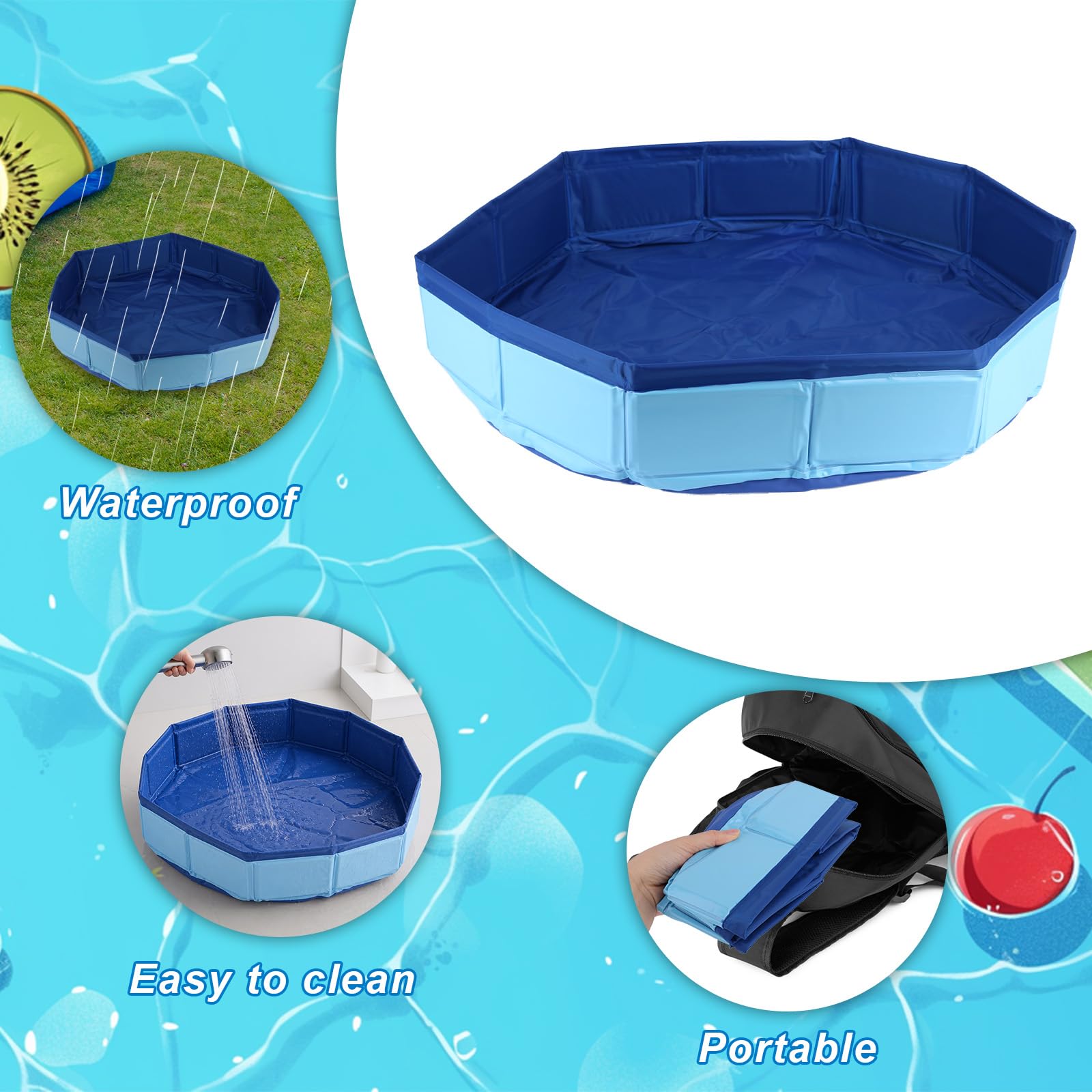 Pediluvio per Piscina, Vasca Lavapiedi Gonfiabile Scaletta d'Ingresso Bacino Portatile Lavaggio Piedi per Piscine Fuori Terra Vasche Idromassaggio e Spa (Blu)