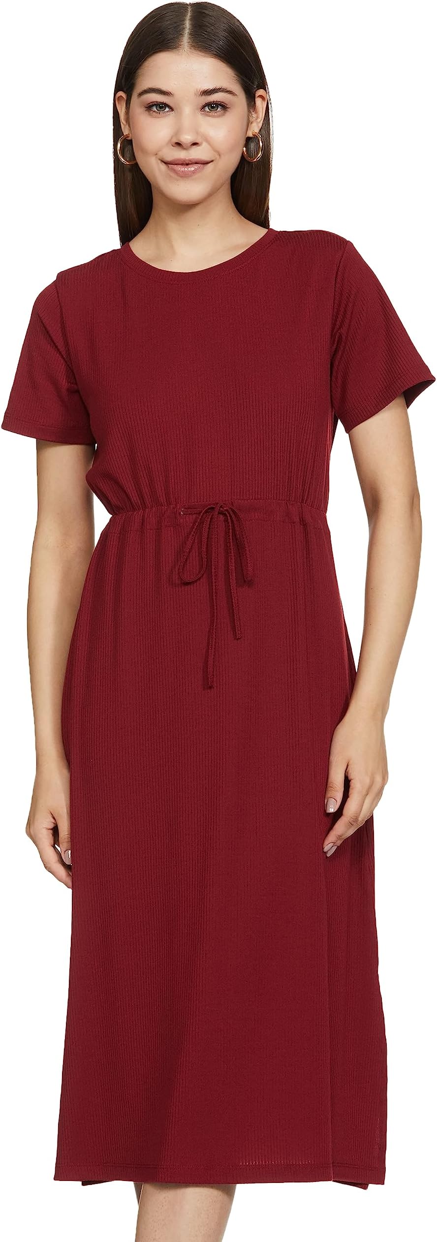 Amazon Brand - SymbolWomen's Rib Knit Fit & Flare Midi Dress