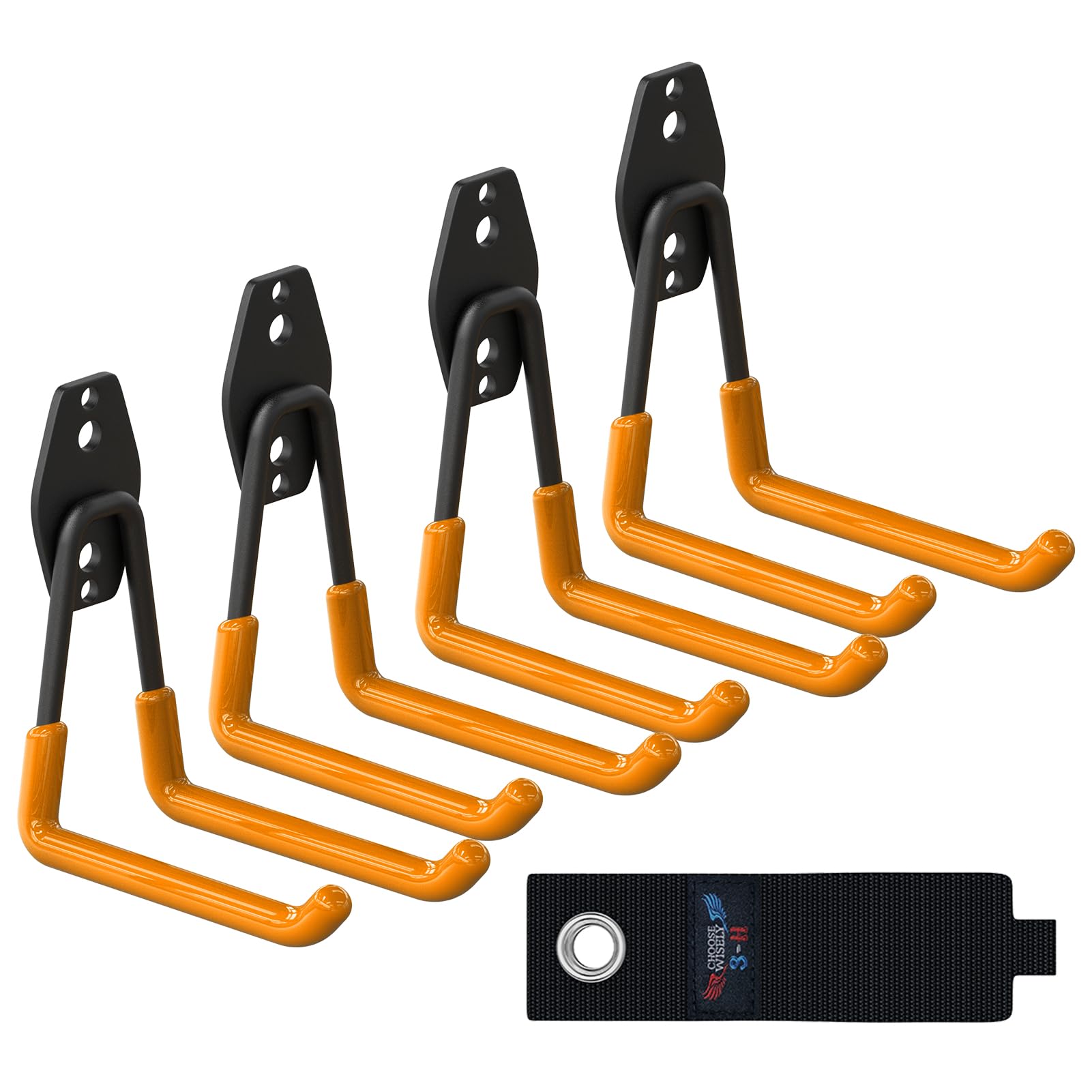 Homend Lot de 6 crochets utilitaires robustes pour rangement de garage avec bras jumbo, support mural pour vélo et organiseur pour échelle, outils, chaise, tuyau noir Homend Lot de 6 crochets utilitaires robustes pour rangement de garage avec bras jumbo, support mural pour vélo et organiseur pour échelle, outils, chaise, tuyau noir