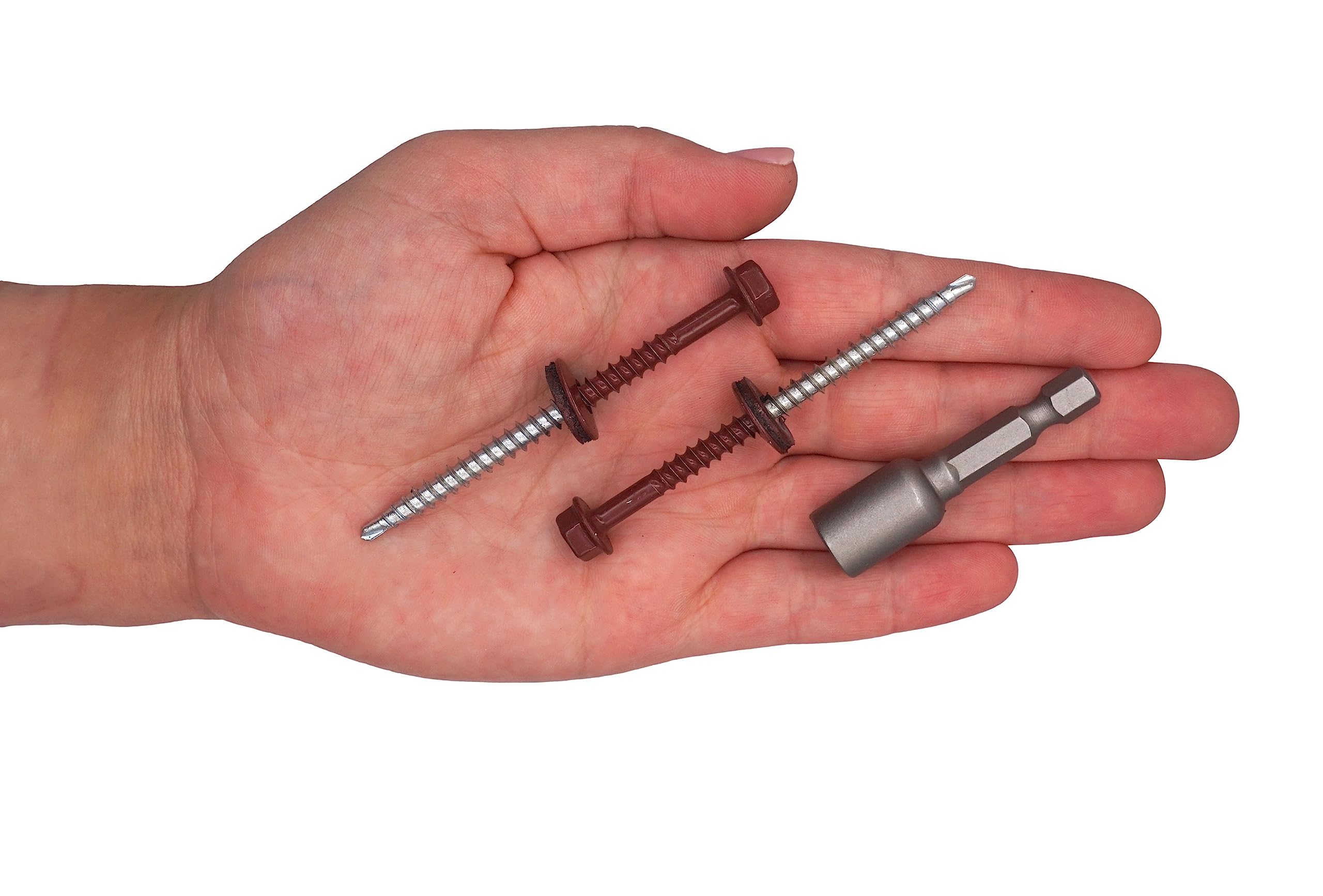 SKIR'CO (200 uds) Tornillos para techos pintados 4,8 x 70 mm, cabeza hexagonal tornillos autoperforantes con arandelas de EPDM (rojo óxido, RAL 3009)