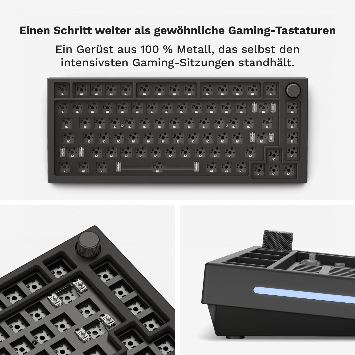 GLORIOUS GMMK Pro 75% Barebones Anpassbares Tastatur-Kit, ISO (Schwarz)
