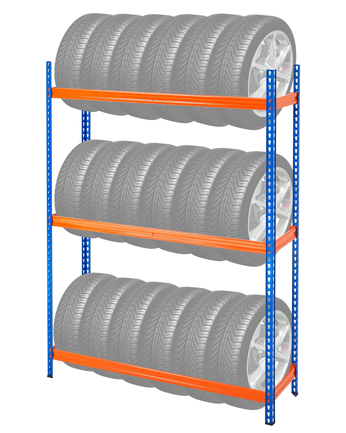 VEVOR Scaffale Porta Gomme Auto a 3 Ripiani, Fino a 18 Pneumatici Standard, Supporto Pneumatici per Impieghi Gravosi SPCC-SD con Spaziatura Regolabile per Garage e Officina, capacità di Carico 300 kg