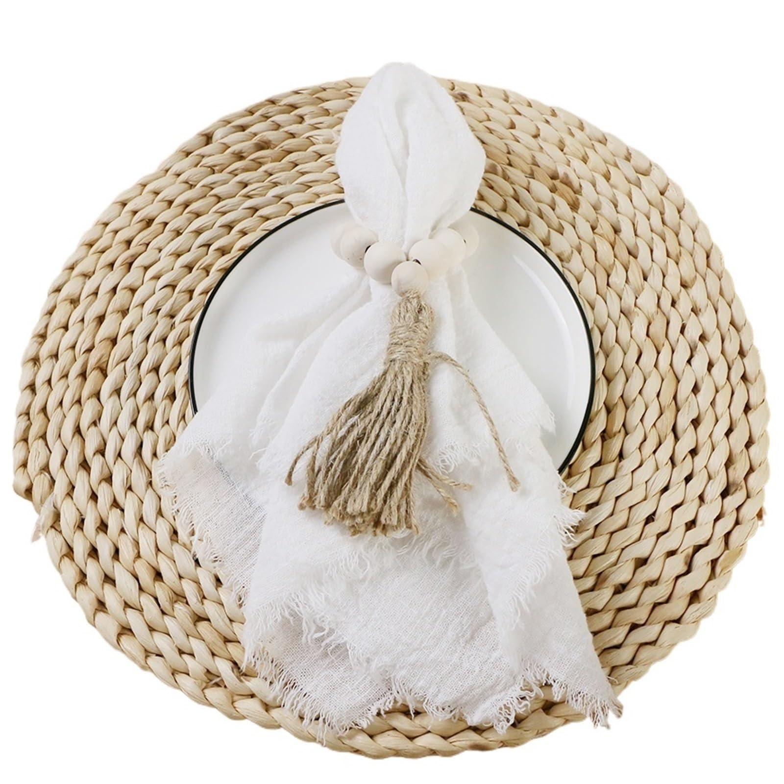 Table Napkins 4PCS 42x42cm Cotton Gauze Wedding Napkins,Retro Cheesecloth Table Decor, Muslin Tea Towels Dinner Rustic(4PCS White)
