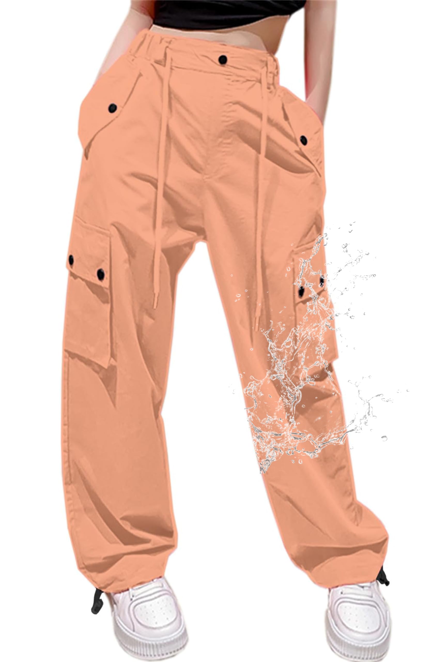 Cromoncent Girls &amp; Women Parachute Cargo Pants, 6Years-3XL