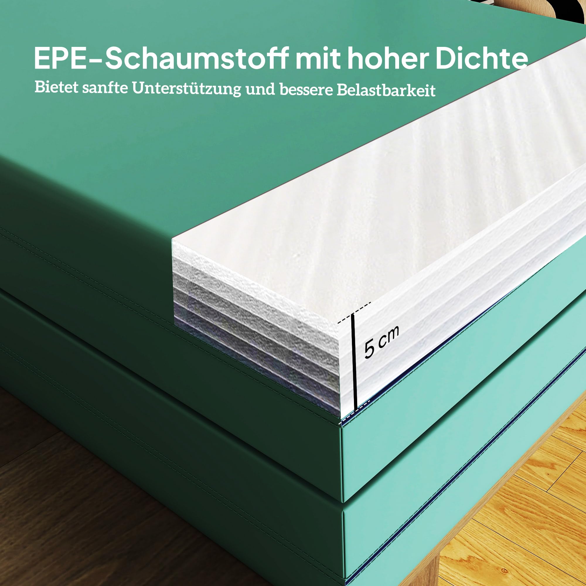 SPORTNOW Trainingsmatte, Faltbare Fitnessmatte Sportmatte mit Griff Gymnastikmatte Gymnastik Tumbling Matte für Yoga, MMA, Fitness, Pilates, Synthetikbezug, Grün+Lila, 180 x 60 x 5 cm