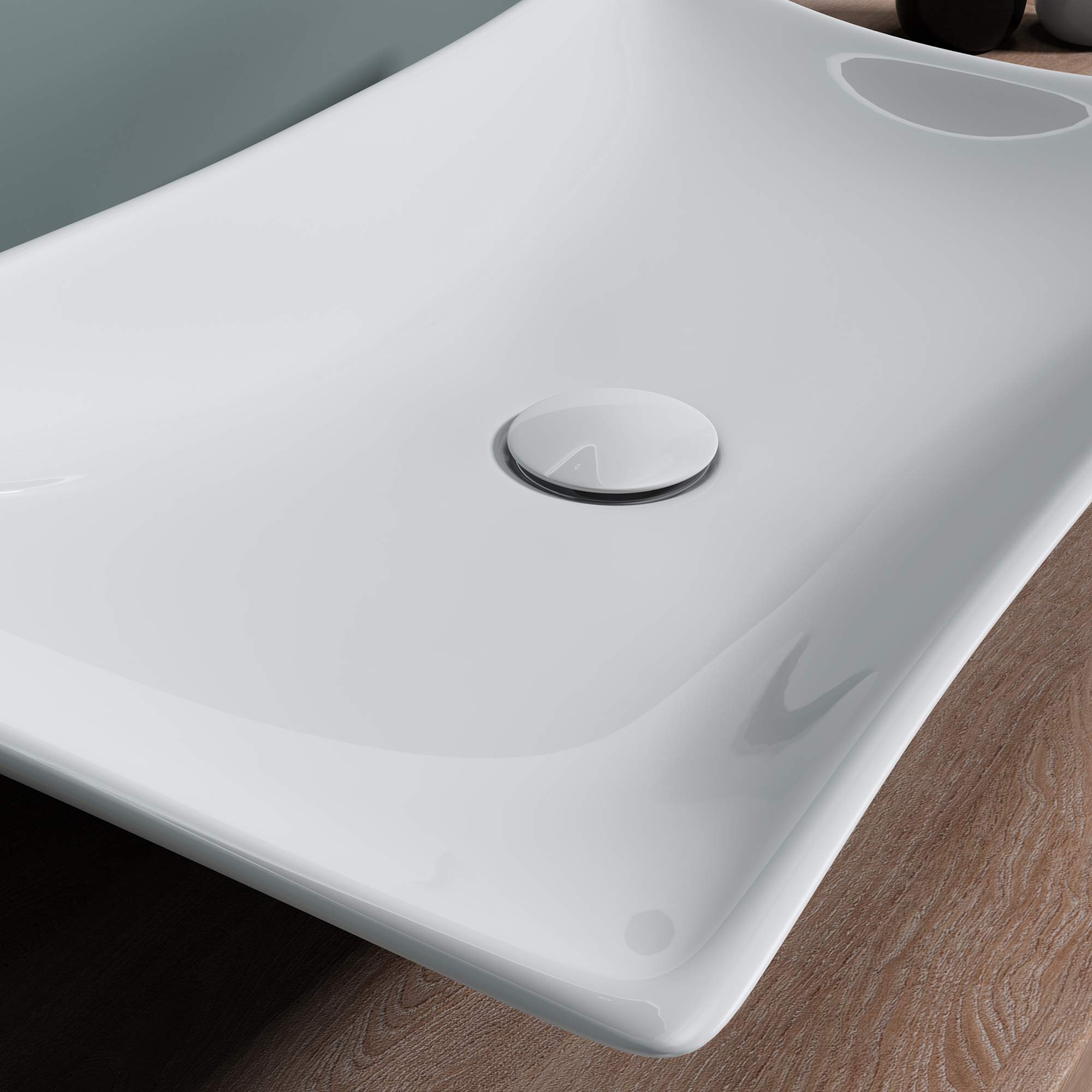 doporro Lavabo sobre encimera de cerámica en blanco, diseño Brüssel-891, 56,5 cm de ancho | con Nano-sellado | para cuarto de baño, Brüssel891