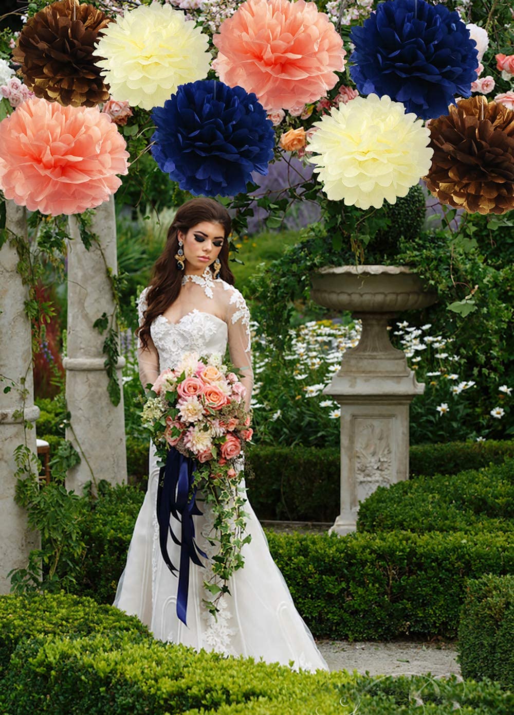 Buy Navy Peach Birthday Decorations Bridal Shower Decorations Qian's