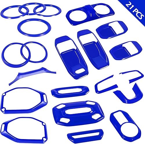 Miniatura 5 de LAIKOU Juego completo de 21 piezas de decoración interior para Jeep Wrangler JL JLU 2018-2023 y Gladiator JT  Cubierta de interruptor de luz para