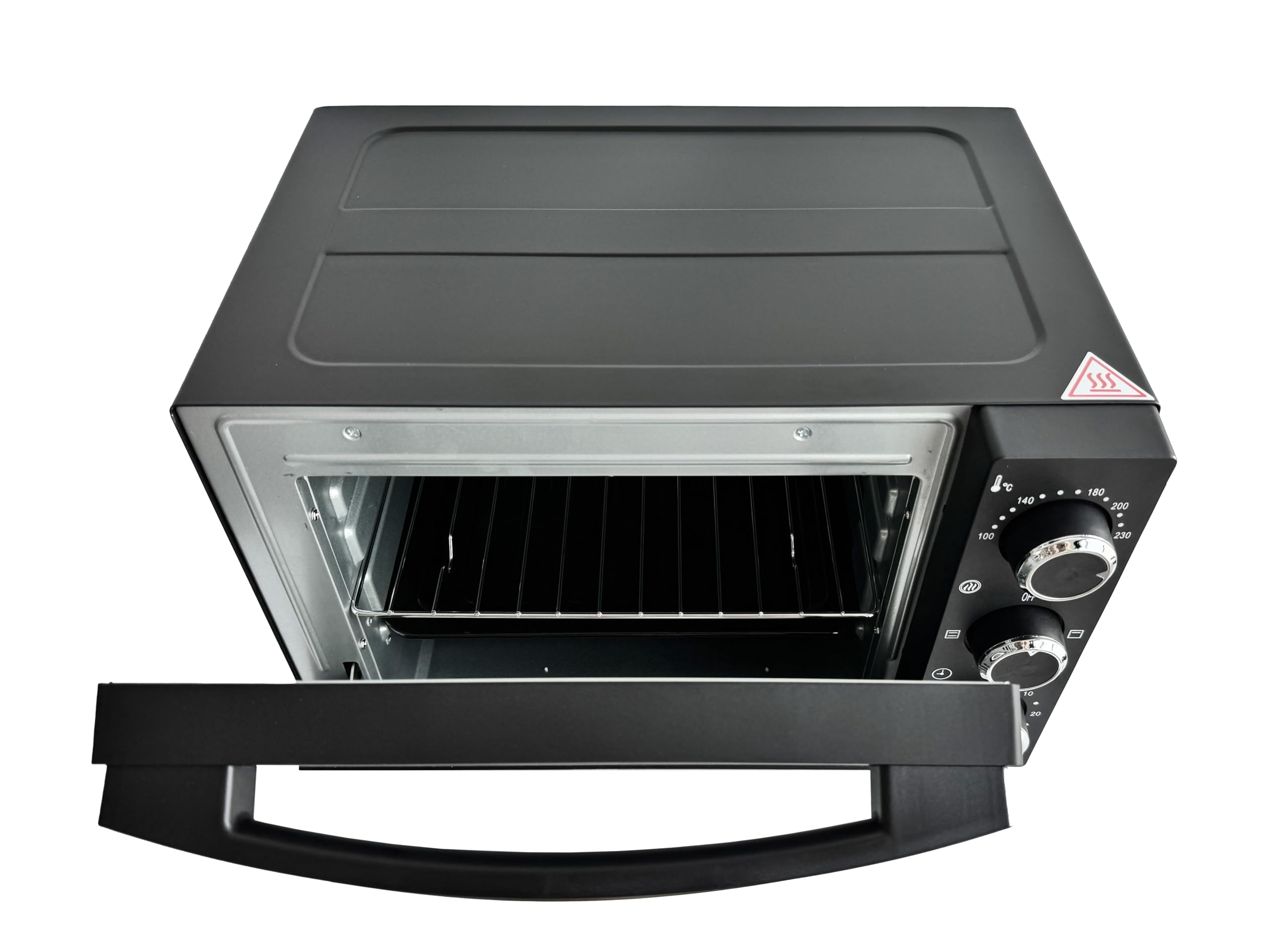 Silva Schneider MB 1600 Minibackofen, 15 L, schwarz, 1200 Watt, Temperaturr. 100-230 °C, Timer, 4 Stufen-Regler, Edelstahlheizelemente, Doppelglastür, emailliertes Back-/Krümelblech, Backrost & Griff