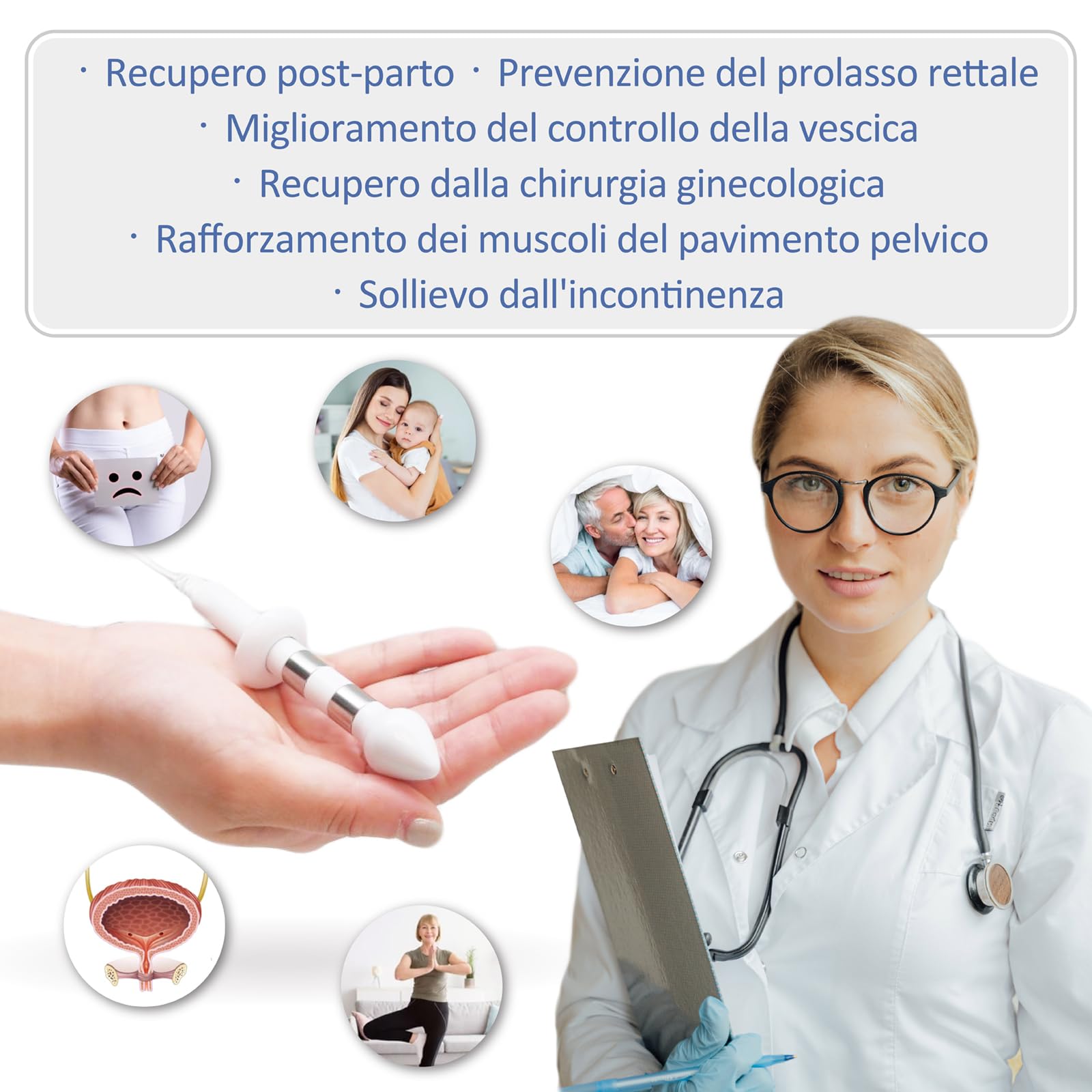 iStim PR-13 Sonda Anale e Rettale per Esercizi di Kegel – Stimolazione Pavimento Pelvico, Sollievo da Incontinenza e Rafforzamento Muscolare – Connettore 2 mm, Accessorio Compatibile con TENS/EMS