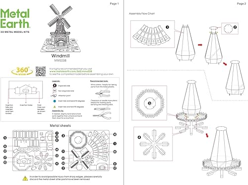 Miniatura 7 de Metal Earth Molino de viento 3D Kit de modelo de metal paquete con pinzas Fascinaciones