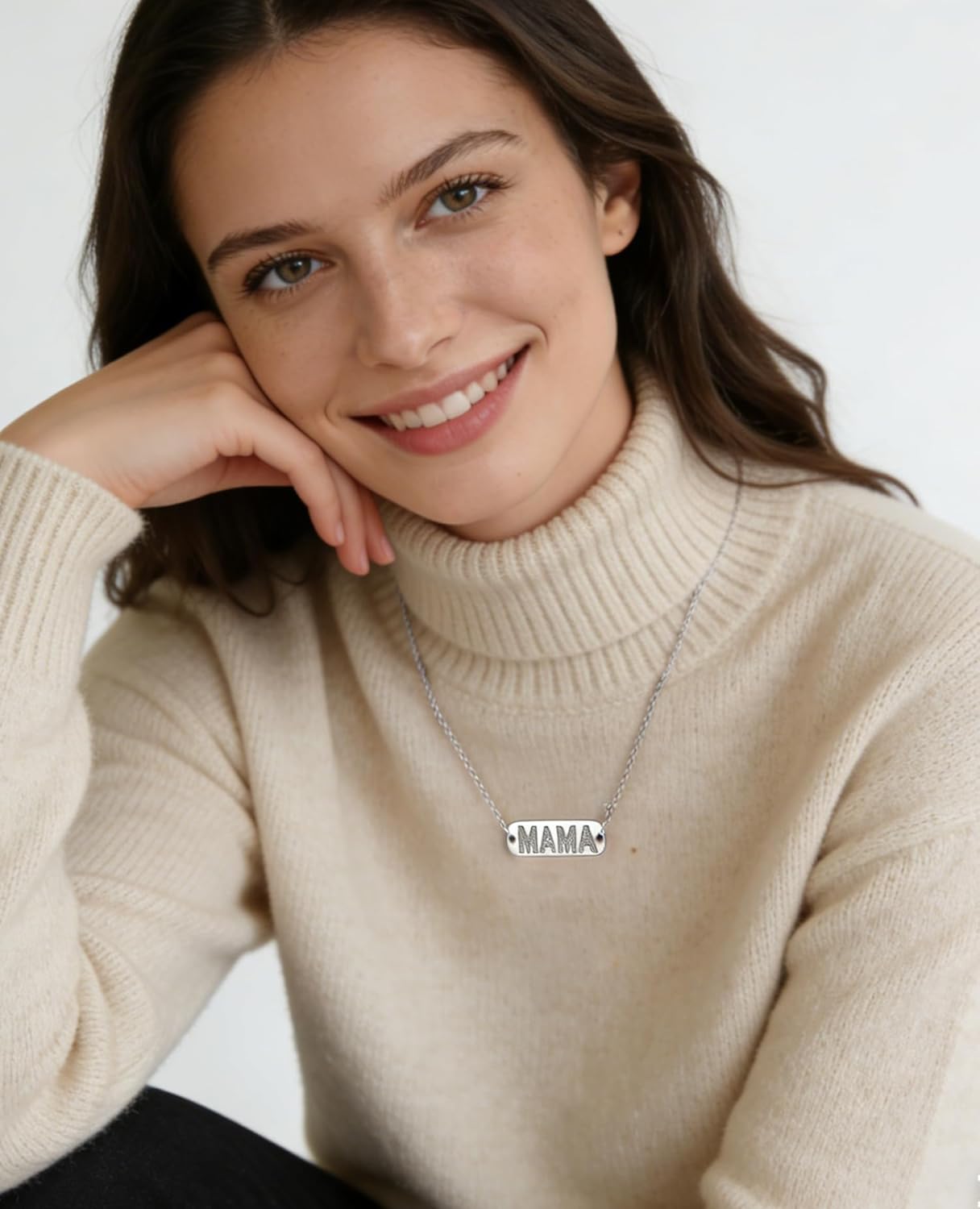 Mother's Day Gifts,Silver Mama Necklaces for Women, Dainty Mom Pendant Bar Necklace,Non Tranish Charm Mama Choker for Gift for Mother, First Time Mom,Trendy Jewelry for Chrismas - Image 3