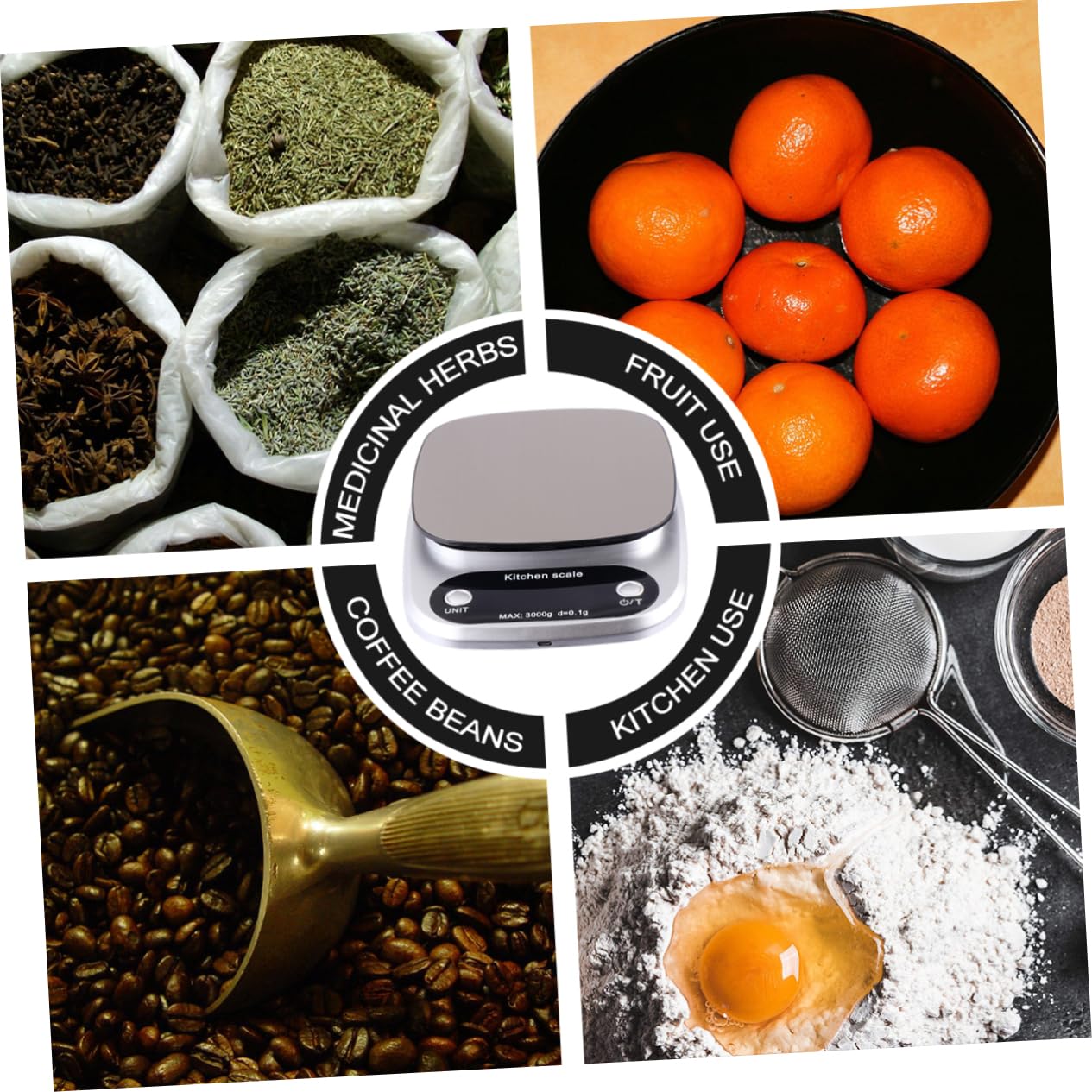 Báscula De Bolsillo Digital Acero Inoxidable Báscula De Cocina Precisión Práctica Recargable