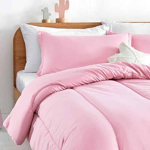 Miniatura 4 de SLEEP ZONE Juego de edredón de 2 piezas con estampado de 2 piezas para niñas, resistente a la decoloración, lavable a máquina, color rosa ballet