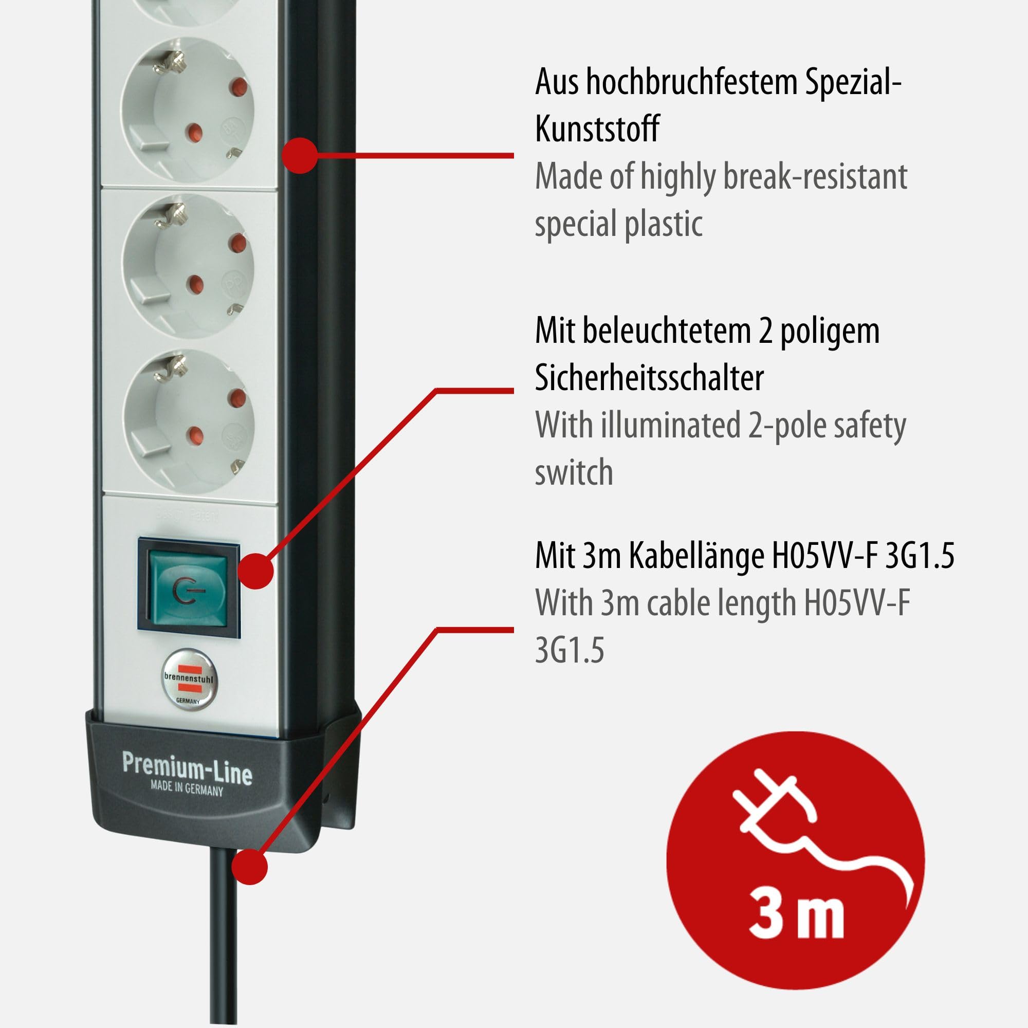 brennenstuhl 1951560100 Premium-Line schwarz / ligrau
