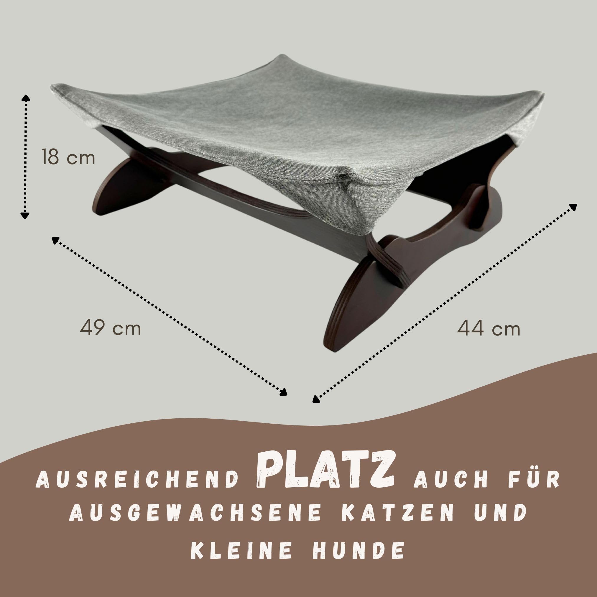 Generisch Katzenbett waschbar als Hängematte freistehend für Katzen oder Hundebett für kleine Hunde der Katzenschlafplatz für Haustiere (Hellgrau)