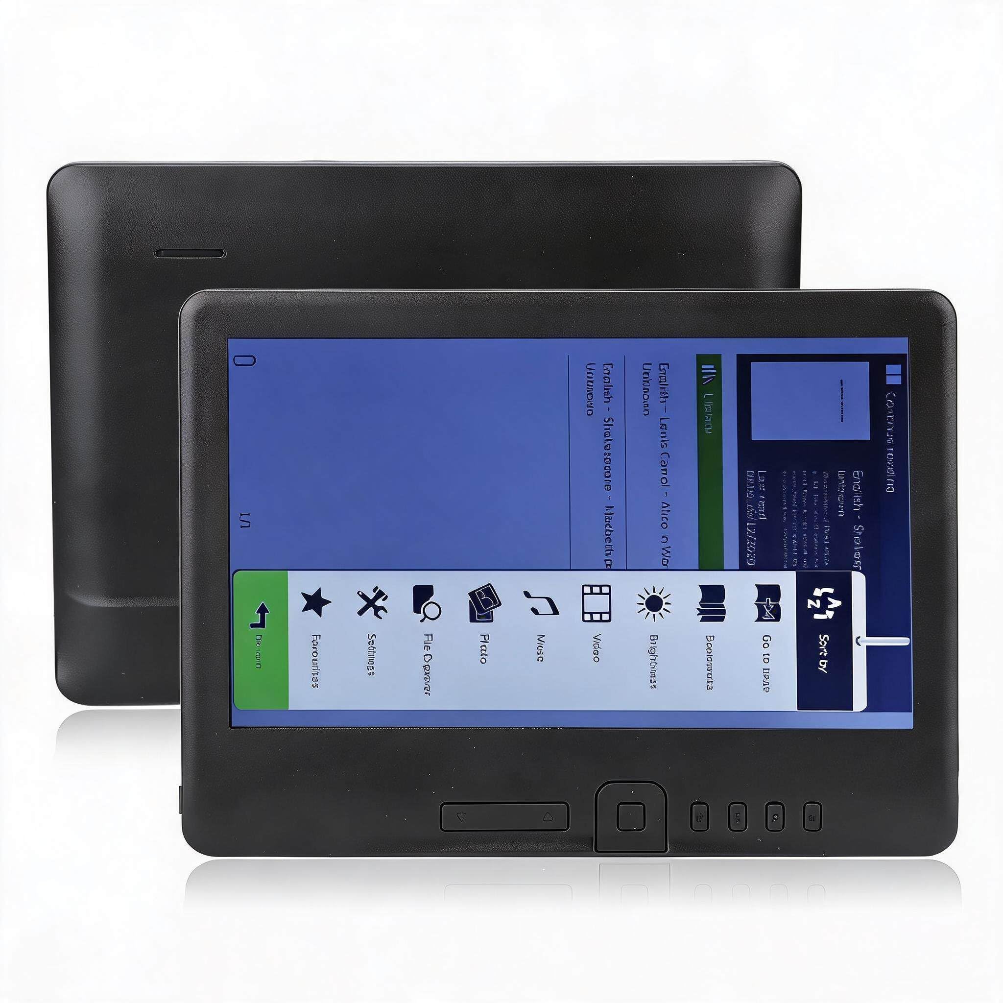 E-Reader mit Schutzhülle, 17,8 cm (7 Zoll) TFT-LCD-Farbbildschirm, 16 GB Speicher, Navigationstasten, Micro-USB und 3,5-mm-Anschluss, multifunktionales Design